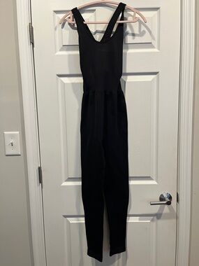 Love & Sports Sleek Black Sleeveless Ribbed‎ Jumpsuit Size 8-10